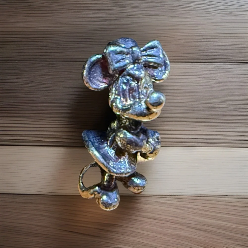 Vintage Disney Minnie Mouse 925 Sterling Silver Charm Cute Clasped Hands on Side
